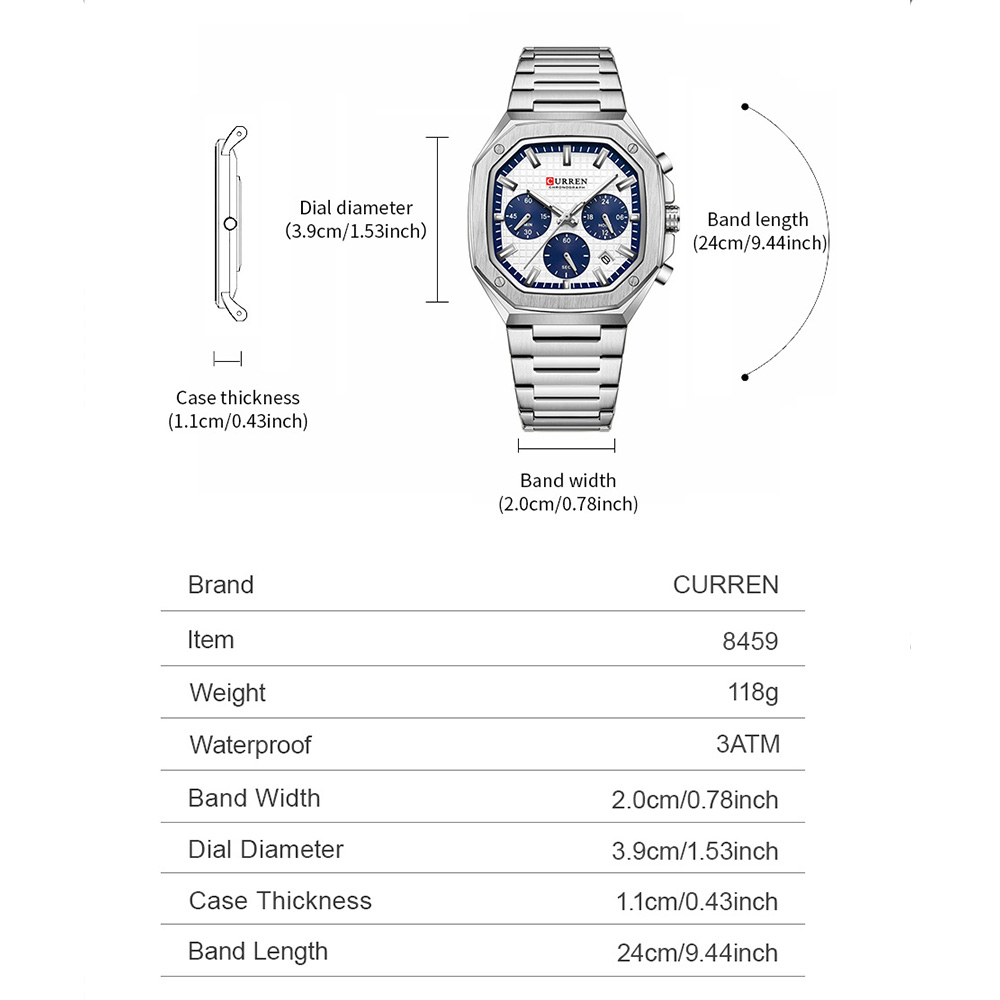 CURREN Luxury Square Chrono Wa - огляд і ціна Luxury Watch Square